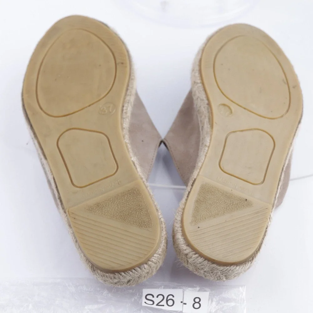 Pinaz Womens Mule Size 37 6 Tan Suede Espadrille Slip On Comfort Shoes Flat